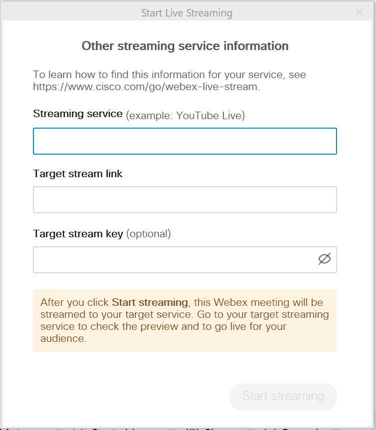 start live streaming other services r