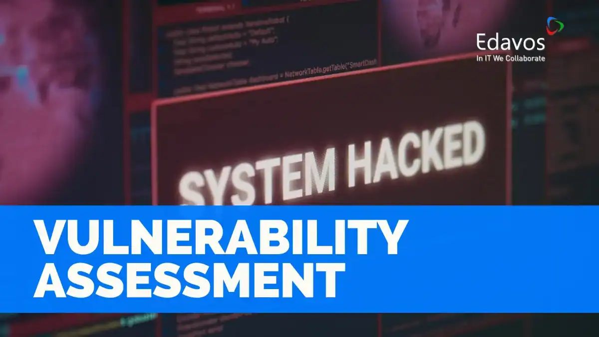 Tampilan layar menunjukkan pesan "System Hacked" dengan overlay teks "Vulnerability Assessment" untuk keamanan TI enterprise.
